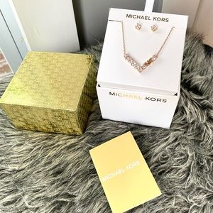 NWT authentic MK rosegold necklace earrings set